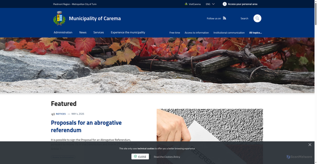 Security scan screenshot of https://www.comune.carema.to.it