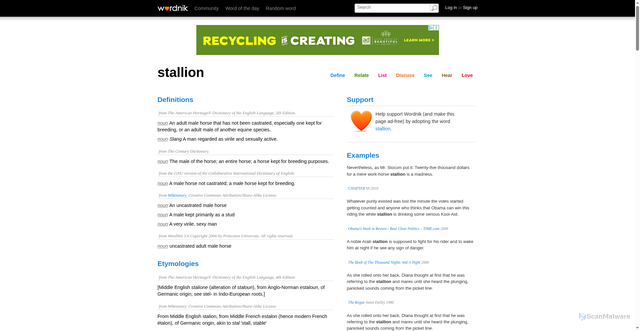 Security scan screenshot of https://wordnik.com/words/stallion