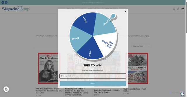 Security scan screenshot of https://magazineshop.us/collections/publisher-people-inc?srsltid=AYCX9vIaj8Y2o9XwlWzuRUVtzzwsgrLOFnJel7o5mnLykb5dAblCvEb9