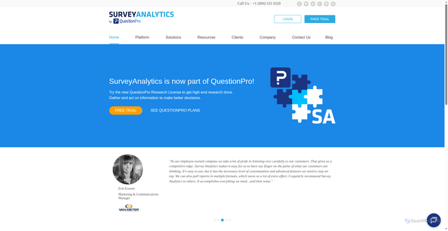 Security scan screenshot of https://surveyanalytics.com