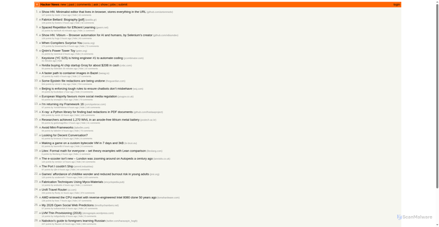 Security scan screenshot of https://news.ycombinator.com