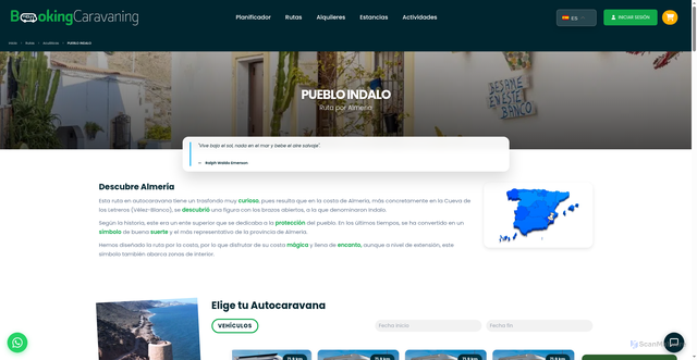Security scan screenshot of https://bookingcaravaning.com/rutas/pueblo-indalo/