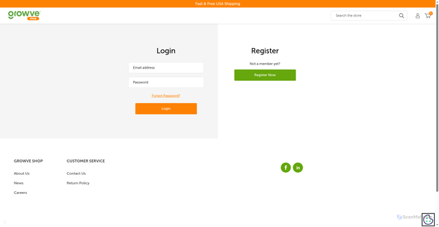 Security scan screenshot of https://mygrowve.myshopify.com