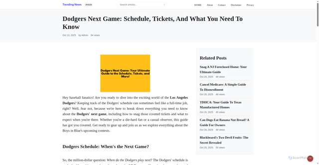 Security scan screenshot of https://vernonic.com/blog/dodgers-next-game-schedule-tickets-1760385715592
