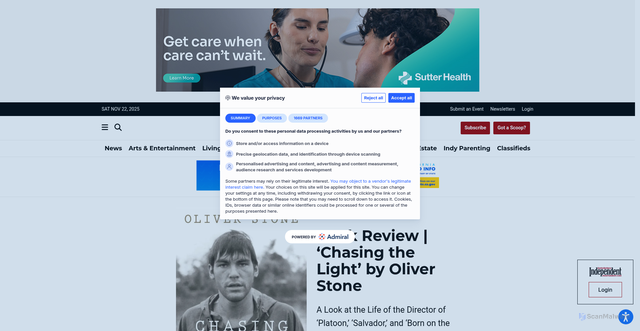 Security scan screenshot of https://www.independent.com/2024/06/03/book-review-chasing-the-light-by-oliver-stone/