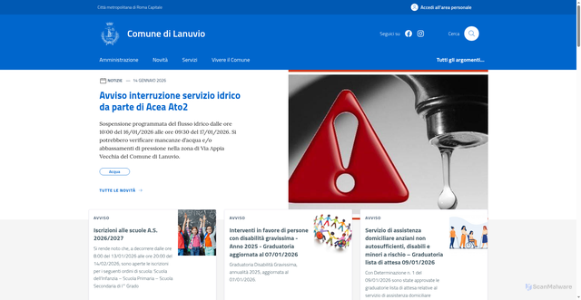 Security scan screenshot of https://www.comune.lanuvio.rm.it/