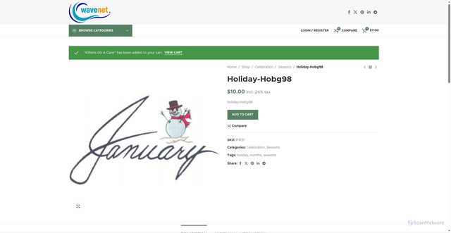 Security scan screenshot of https://embmarketplace.com/shop/celebration/seasons/holiday-hobg98/?add-to-cart=3798