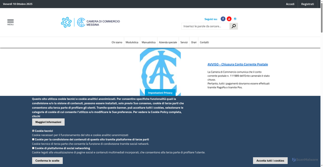 Security scan screenshot of https://www.me.camcom.it/