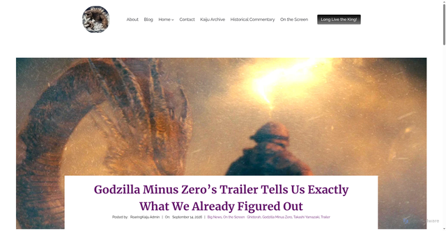 Security scan screenshot of https://roaringkaiju.com/godzilla-minus-zero-trailer/