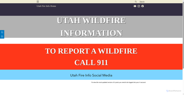 Security scan screenshot of https://utah-fire-info-utahdnr.hub.arcgis.com/