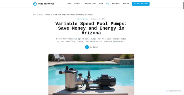Security scan screenshot of https://lp2601241041-david-resurface-m6rz8v.pages.dev/blog/variable-speed-pool-pump-benefits/