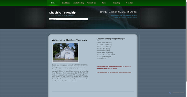 Security scan screenshot of https://cheshiretownshipmi.gov/