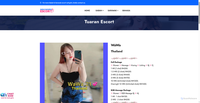 Security scan screenshot of https://escortsabahsarawak.pages.dev/tuaran-escort