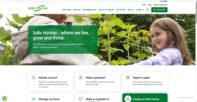 Security scan screenshot of https://www.salixhomes.co.uk/