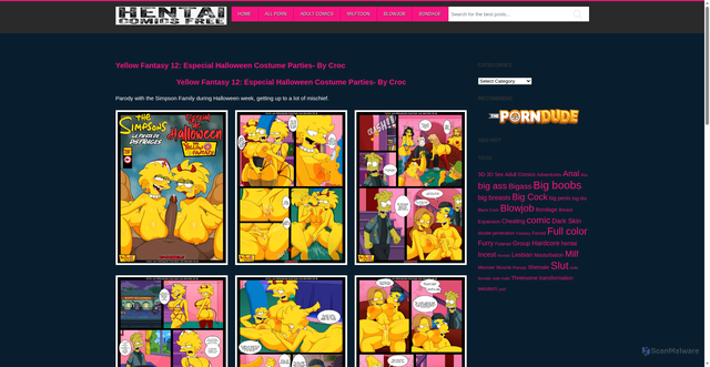 Security scan screenshot of https://hentaicomicsfree.com/yellow-fantasy-12-especial-halloween-costume-parties-by-croc/