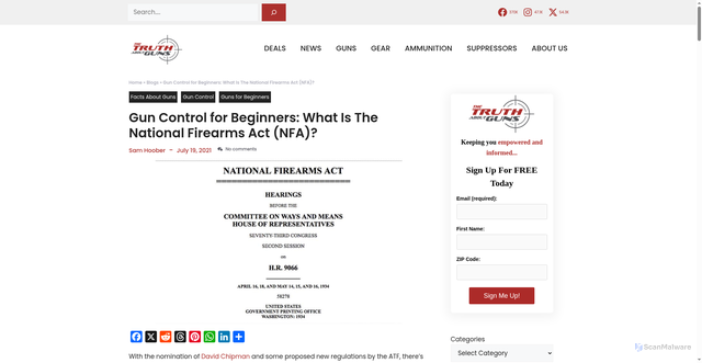 Security scan screenshot of https://www.thetruthaboutguns.com/what-is-the-nfa/