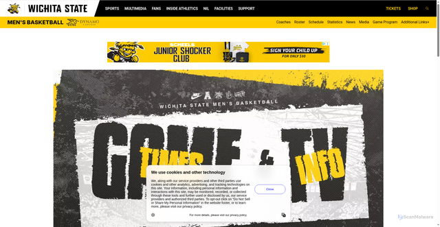 Security scan screenshot of https://goshockers.com/news/2025/10/21/tv-info-and-tip-times-released-for-mens-basketball.aspx