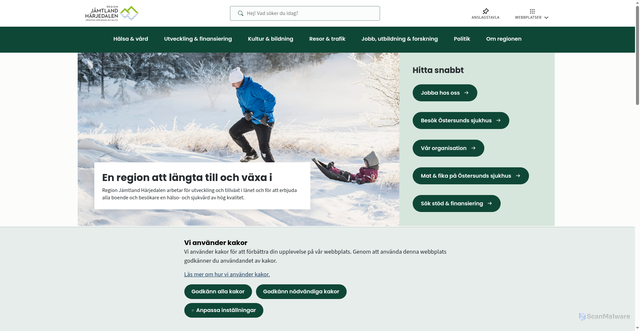 Security scan screenshot of https://regionjh.se/