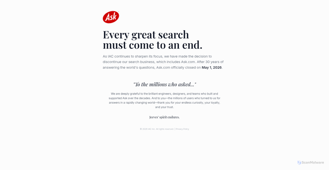Security scan screenshot of https://www.ask.com