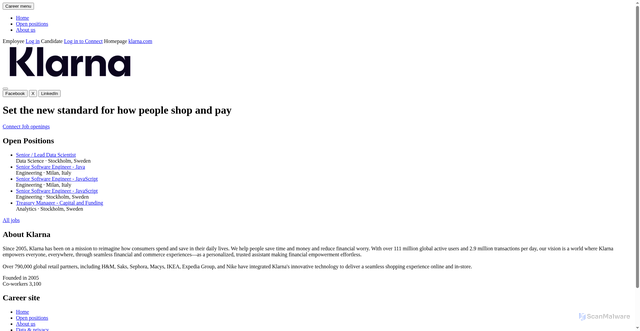 Security scan screenshot of https://klarnagroup.teamtailor.com/