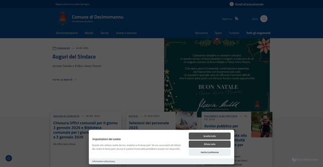 Security scan screenshot of https://comune.decimomannu.ca.it/it/