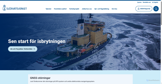 Security scan screenshot of https://www.sjofartsverket.se/