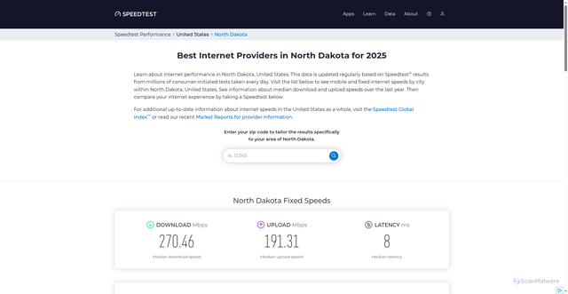 Security scan screenshot of https://0001-84j.pages.dev/performance/united-states/north-dakota