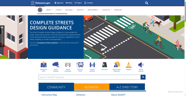 Security scan screenshot of https://deldot.gov/