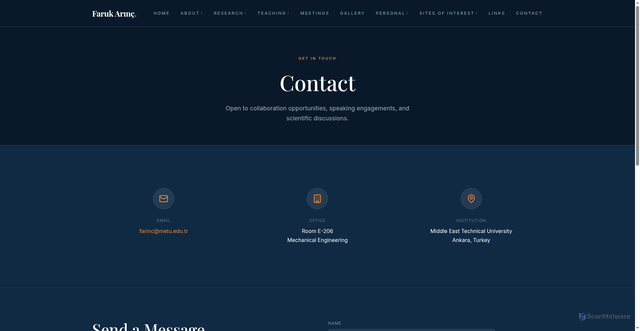 Security scan screenshot of https://dr-faruk-arinc-portfolio-website.pages.dev/contact