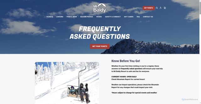 Security scan screenshot of https://www.mtbaldyresort.com/know-before-you-go