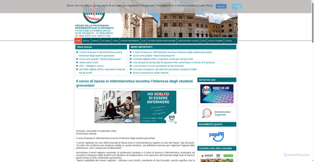 Security scan screenshot of https://www.opigrosseto.it/