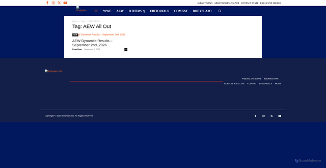 Security scan screenshot of https://bodyslam.net/tag/aew-all-out/