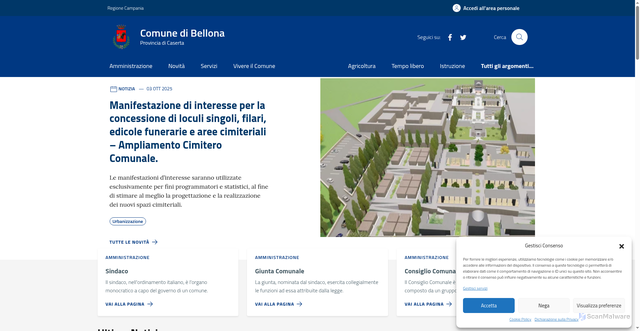 Security scan screenshot of https://comune.bellona.ce.it/