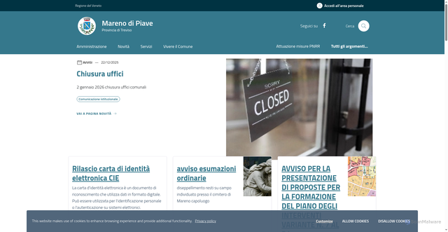 Security scan screenshot of https://www.comune.marenodipiave.tv.it/home