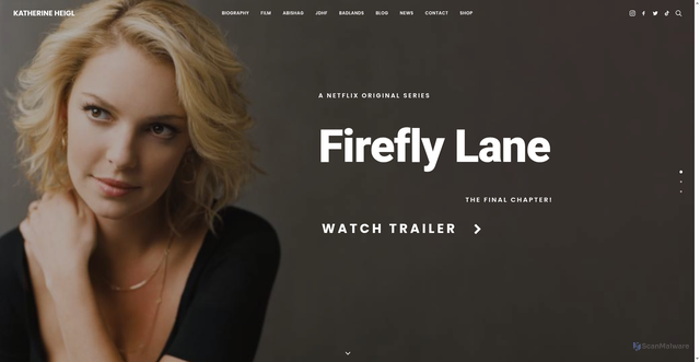 Security scan screenshot of https://katherineheigl.info/