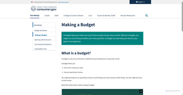 Security scan screenshot of https://consumer.gov/your-money/making-budget