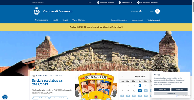 Security scan screenshot of https://www.comune.frossasco.to.it