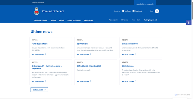 Security scan screenshot of https://comune.seriate.bg.it/
