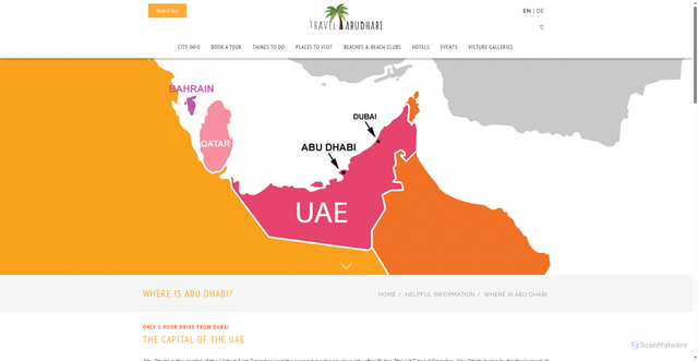 Security scan screenshot of https://www.travelabudhabi.ae/city-info/where-is-abu-dhabi