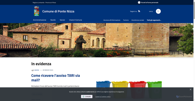 Security scan screenshot of https://www.comune.pontenizza.pv.it/it-it/home
