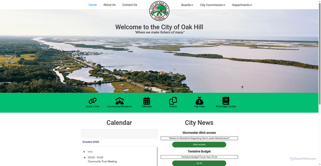Security scan screenshot of https://www.oakhillfl.gov/