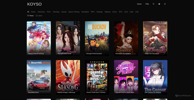 Security scan screenshot of http://koyso.com
