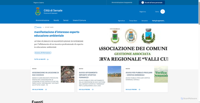 Security scan screenshot of https://comune.sersale.cz.it/