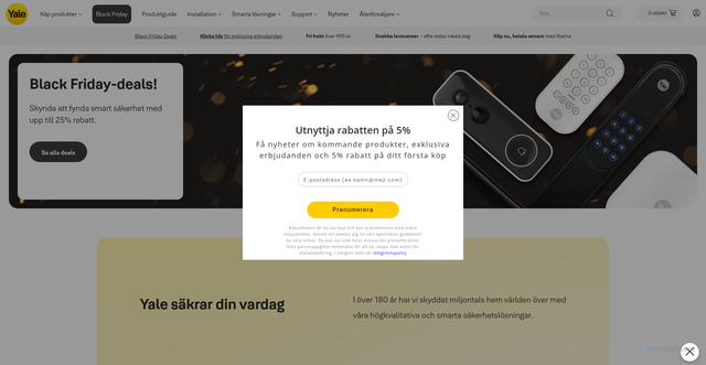 Security scan screenshot of https://yalehome.se/