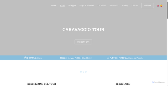 Security scan screenshot of https://segwayroma-mdynzx3.pages.dev/it/caravaggio-tour.html