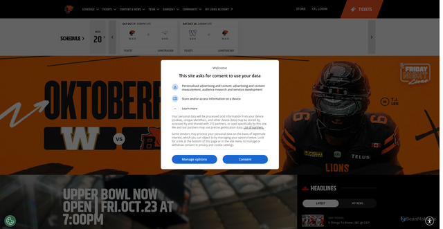Security scan screenshot of https://bclions.com/