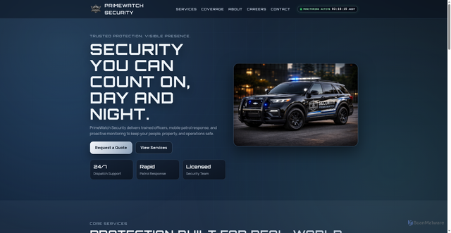 Security scan screenshot of https://primewatchsecurity.netlify.app/
