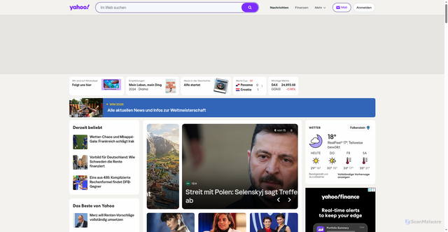 Security scan screenshot of https://de.yahoo.com/?p=us