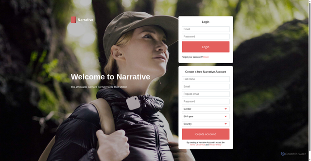 Security scan screenshot of https://narrativeapp.com/