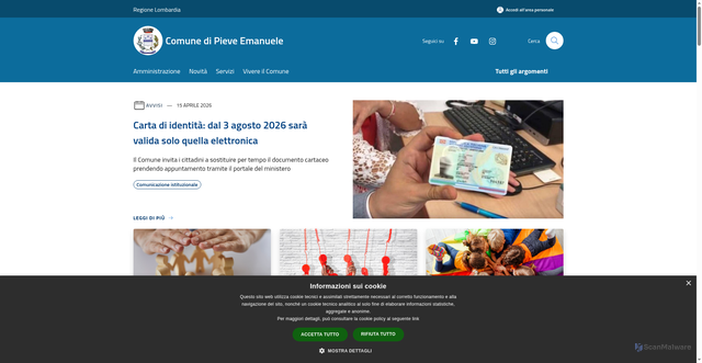 Security scan screenshot of https://www.comune.pieveemanuele.mi.it